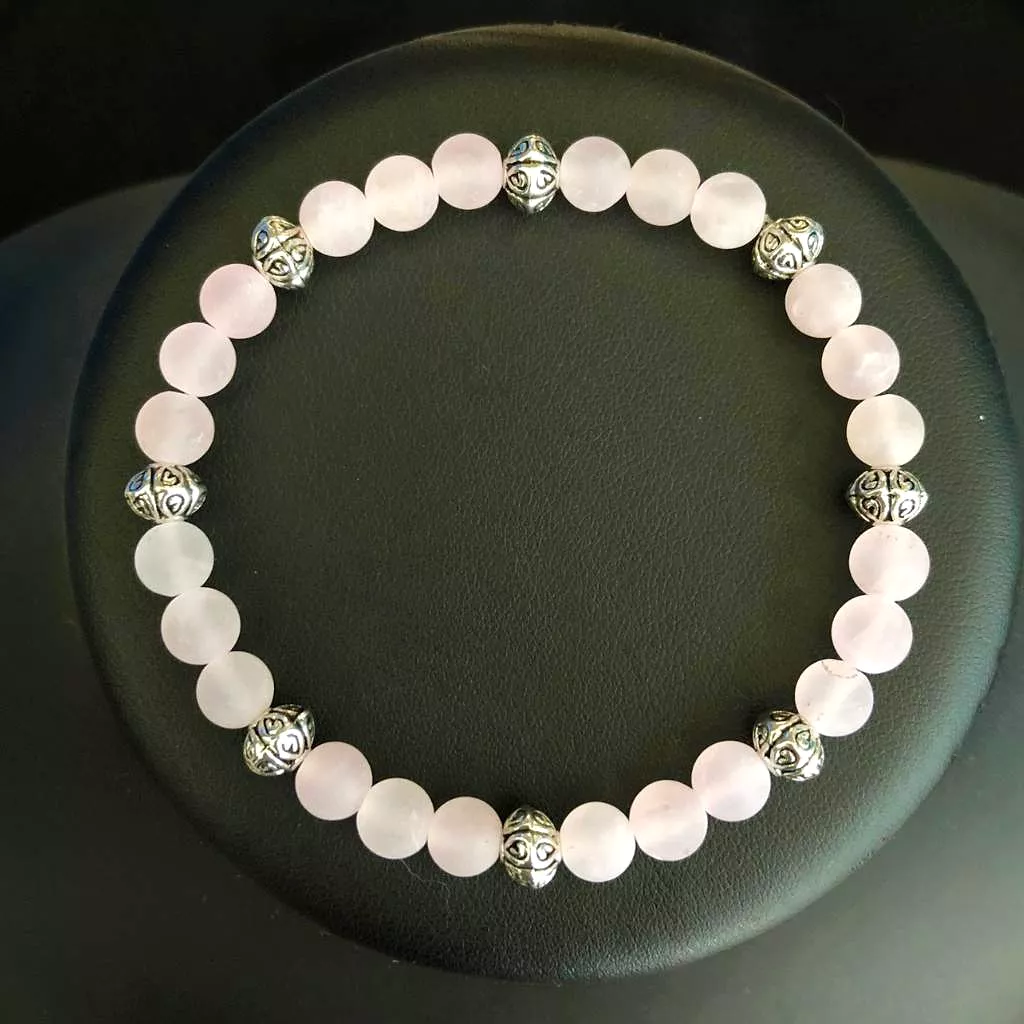 Rose Quartz Matte Beaded Bracelet