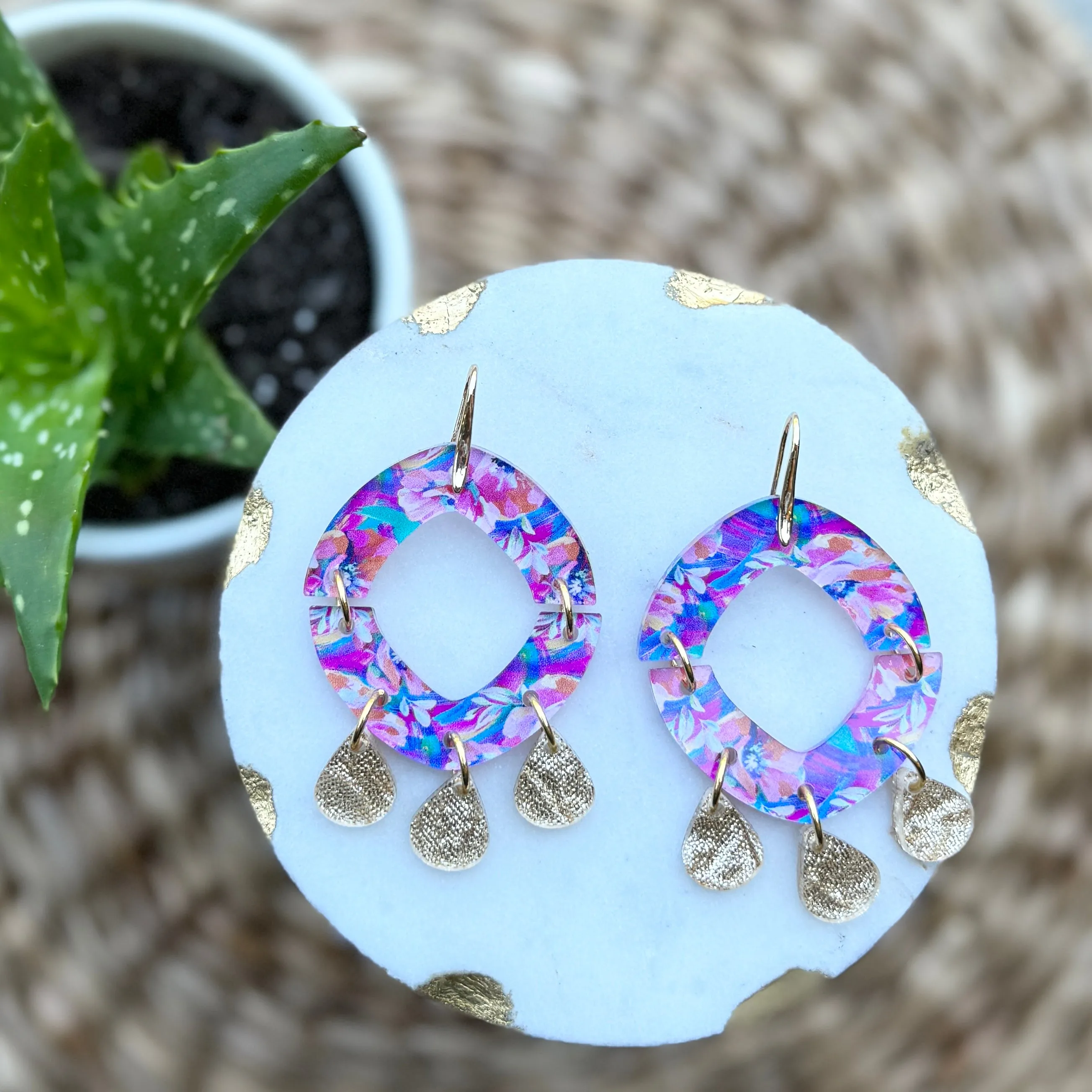 Split Drop - Summer Floral - Acrylic Earrings