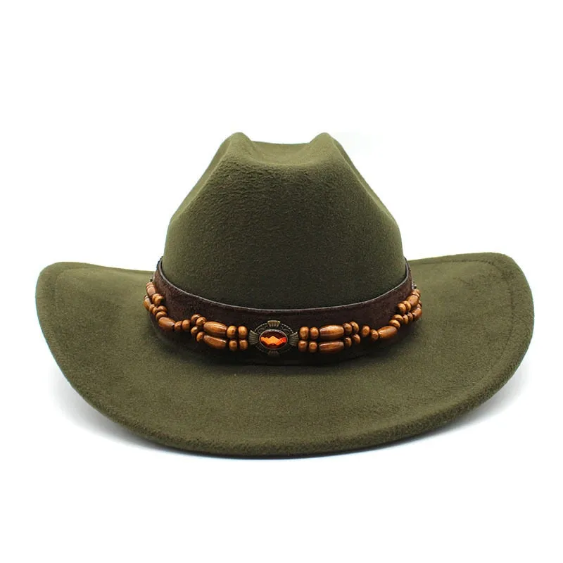 Vintage Winter Curved Brim Western Jazz Party Hat for Men and Women