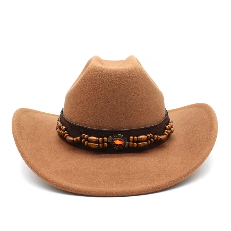 Vintage Winter Curved Brim Western Jazz Party Hat for Men and Women