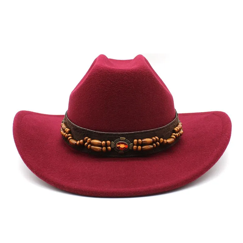 Vintage Winter Curved Brim Western Jazz Party Hat for Men and Women