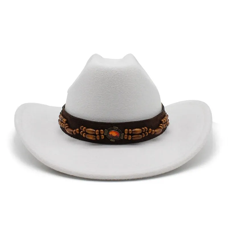 Vintage Winter Curved Brim Western Jazz Party Hat for Men and Women