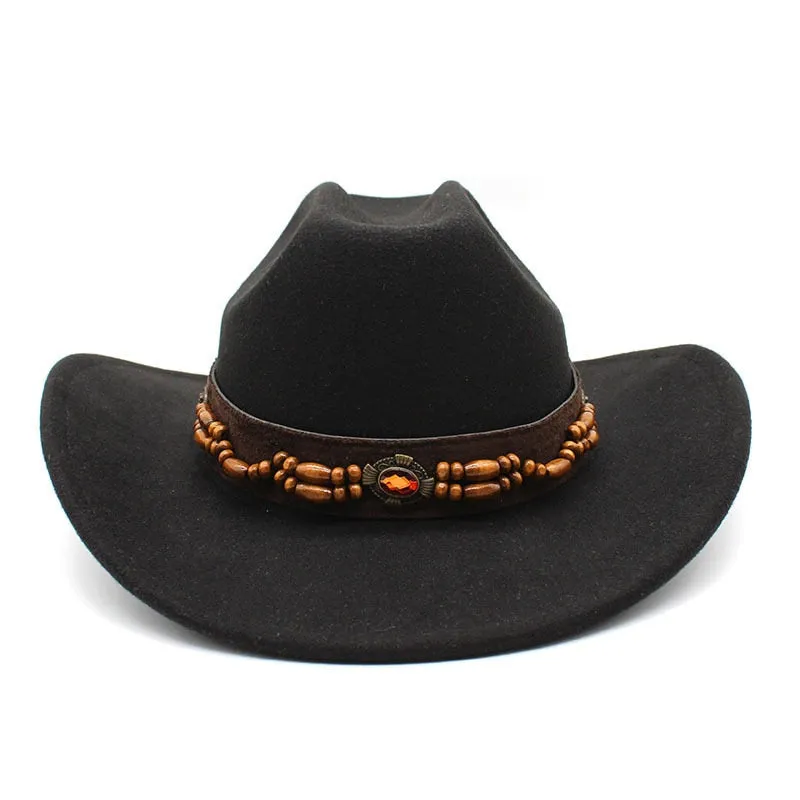 Vintage Winter Curved Brim Western Jazz Party Hat for Men and Women