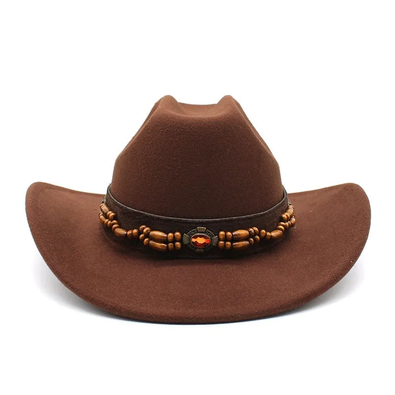 Vintage Winter Curved Brim Western Jazz Party Hat for Men and Women