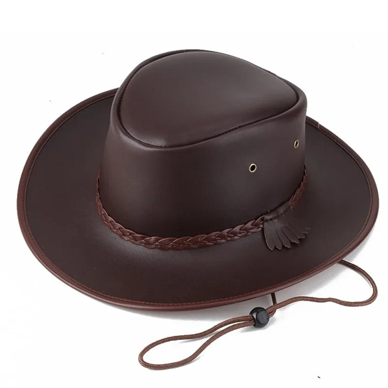 Vintage Winter Solid Pattern Western Jazz Cowboy Hat for Men and Women