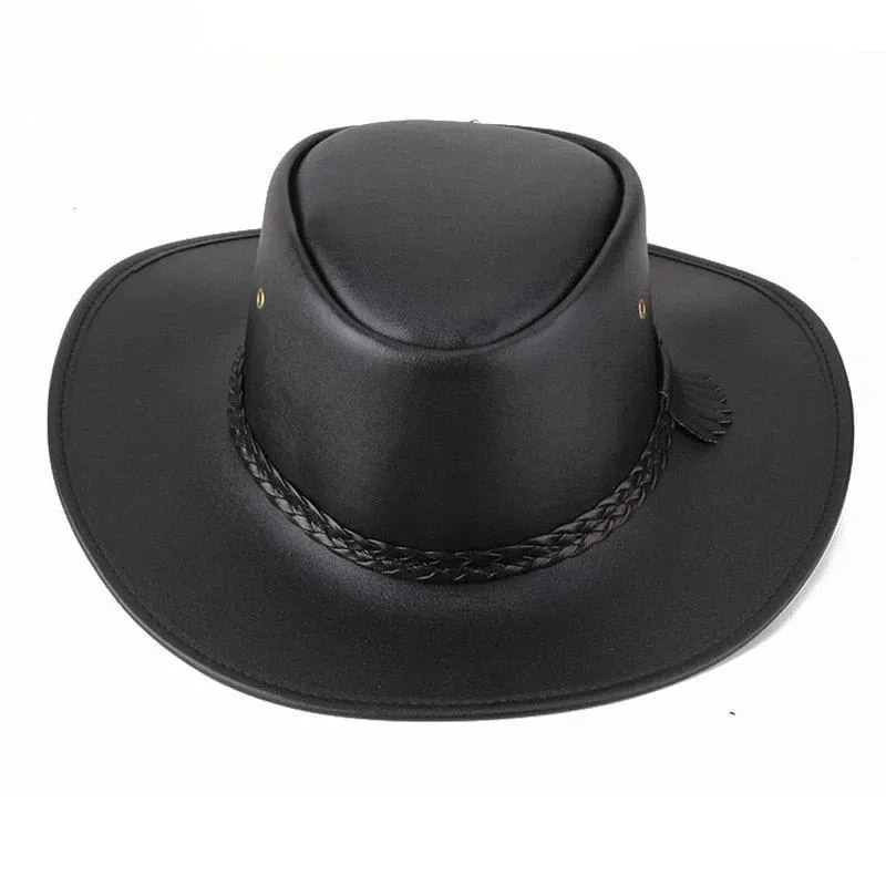 Vintage Winter Solid Pattern Western Jazz Cowboy Hat for Men and Women