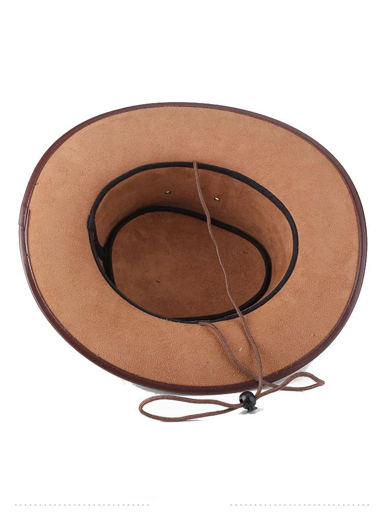 Vintage Winter Solid Pattern Western Jazz Cowboy Hat for Men and Women