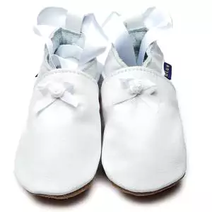 White baby ballet shoes by Inch Blue