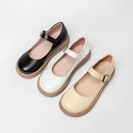 Women's Round Toe Mary Janes Platform Flats